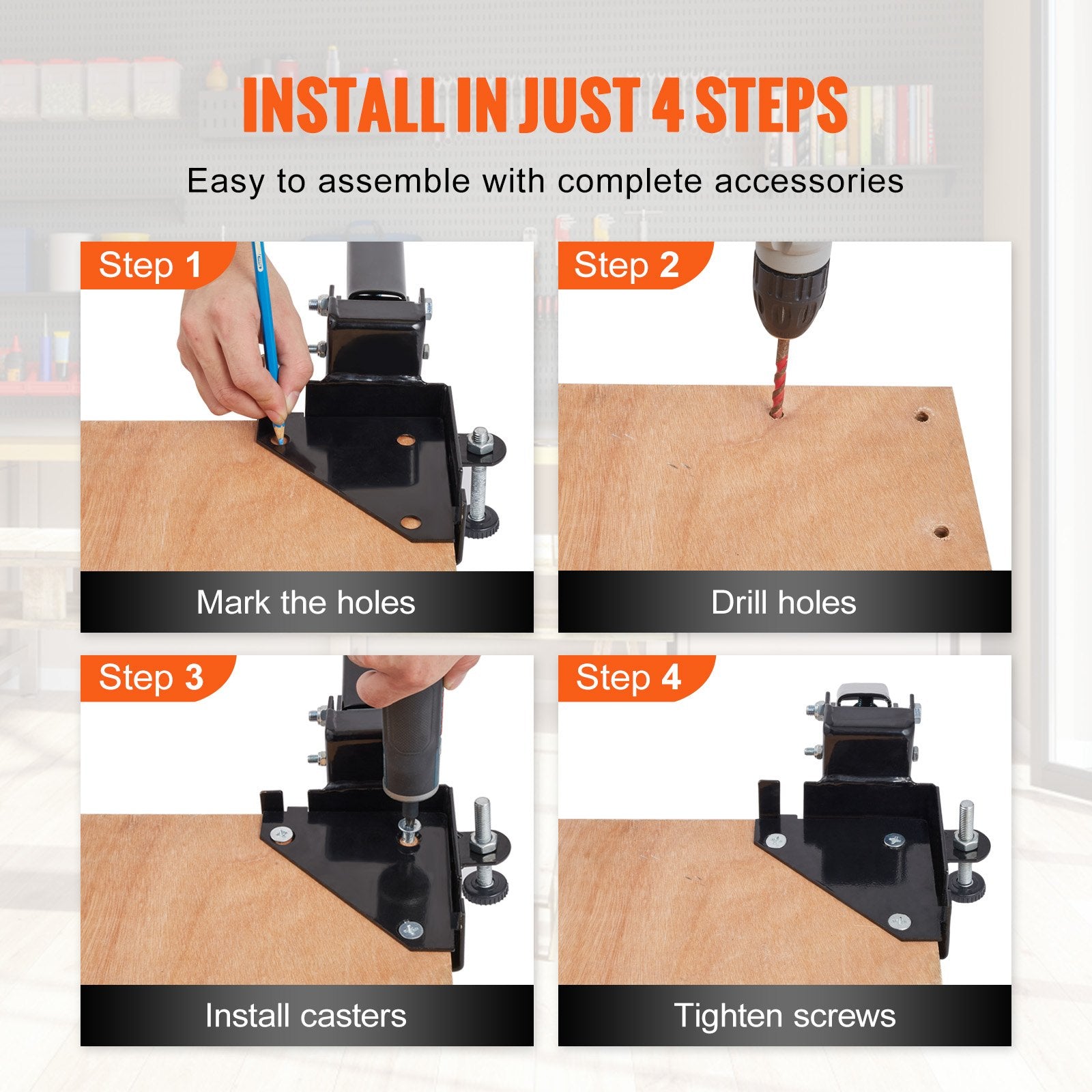 Universal Heavy Duty Mobile Base Stand, Adjustable 9.5" to Infinite, 400 lbs Capacity, Swivel Wheels for Woodworking, Bandsaw, Power Tools