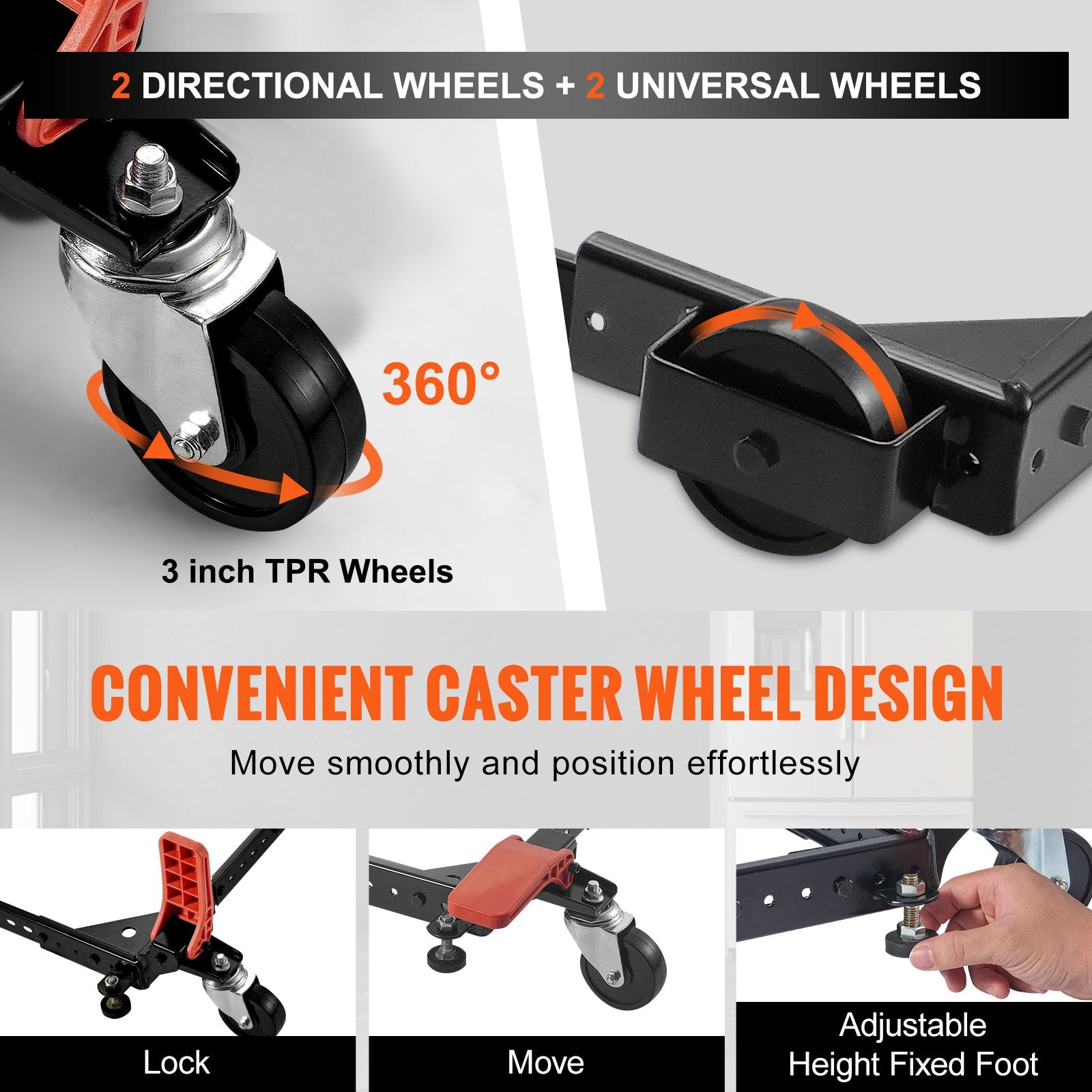 Heavy Duty Adjustable Mobile Base Stand with 500 lbs Capacity, Swivel Wheels for Woodworking, Bandsaw, Power Tools, and Machines