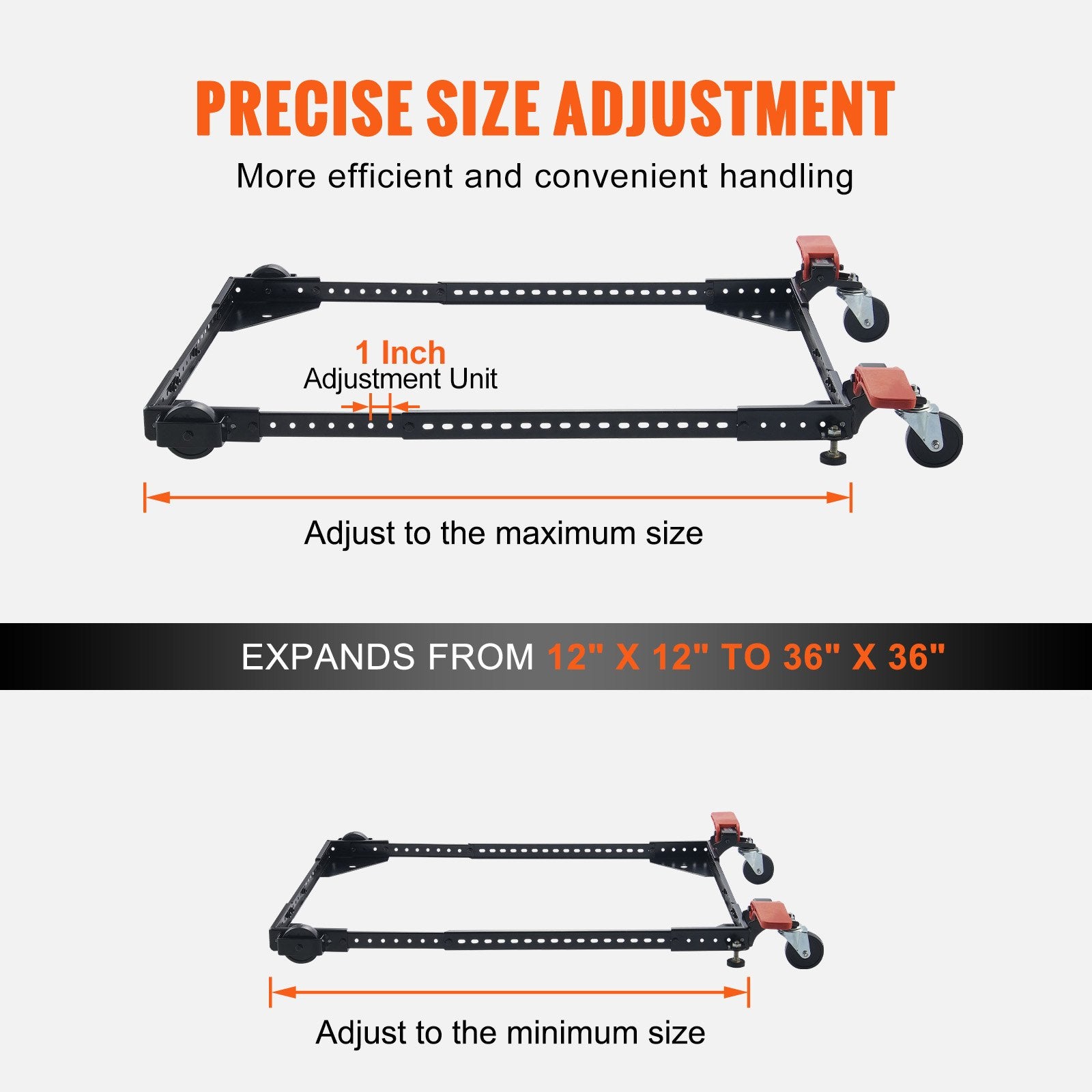 Heavy Duty Adjustable Mobile Base Stand with 500 lbs Capacity, Swivel Wheels for Woodworking, Bandsaw, Power Tools, and Machines
