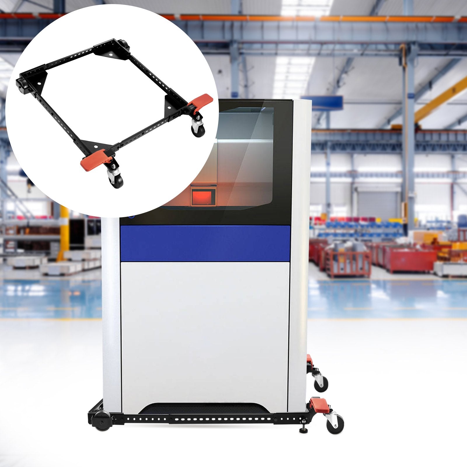 Heavy Duty Adjustable Mobile Base Stand with 500 lbs Capacity, Swivel Wheels for Woodworking, Bandsaw, Power Tools, and Machines