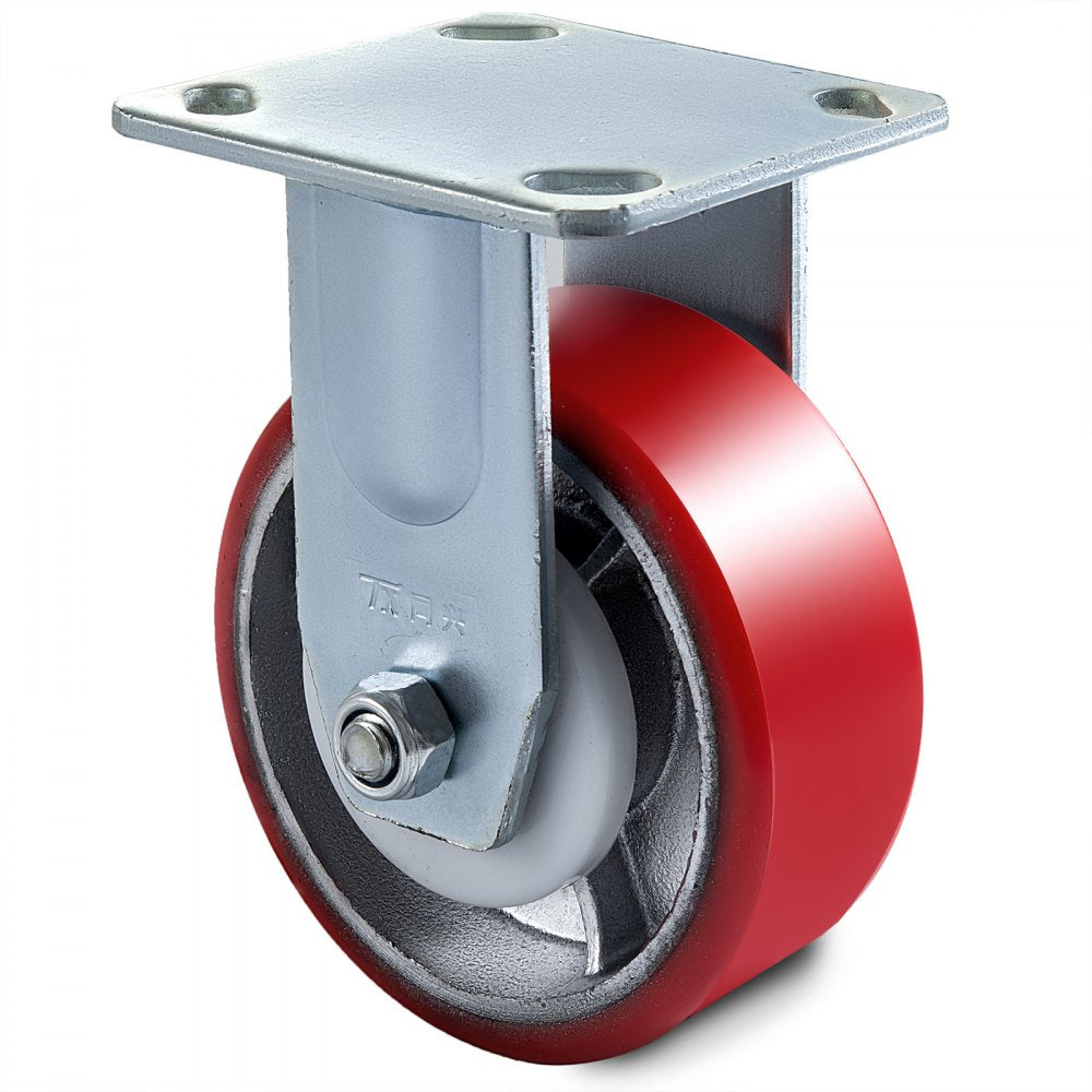 Vevor 4 Pack Swivel Caster Polyurethane 6" X 2" On Steel Wheel 2 Brake 2 Rigid