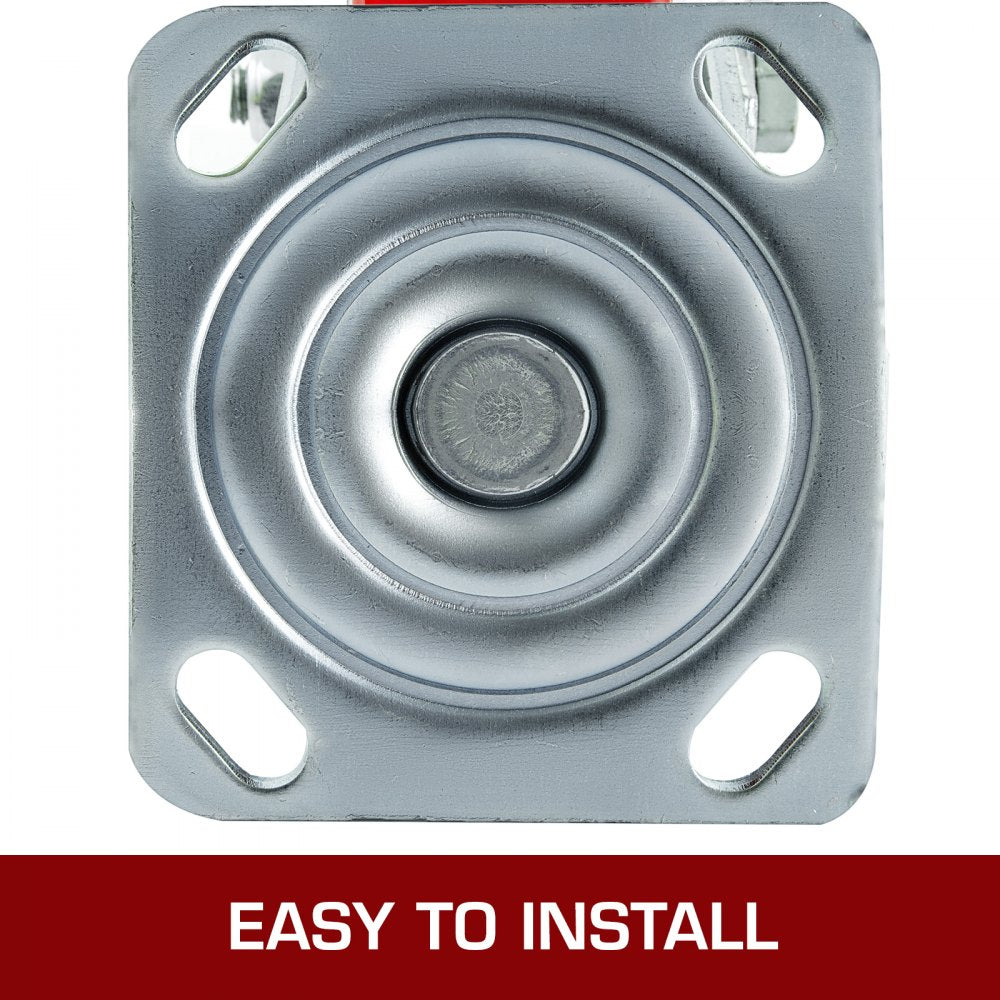 Vevor 4 Pack Swivel Caster Polyurethane 6" X 2" On Steel Wheel 2 Brake 2 Rigid