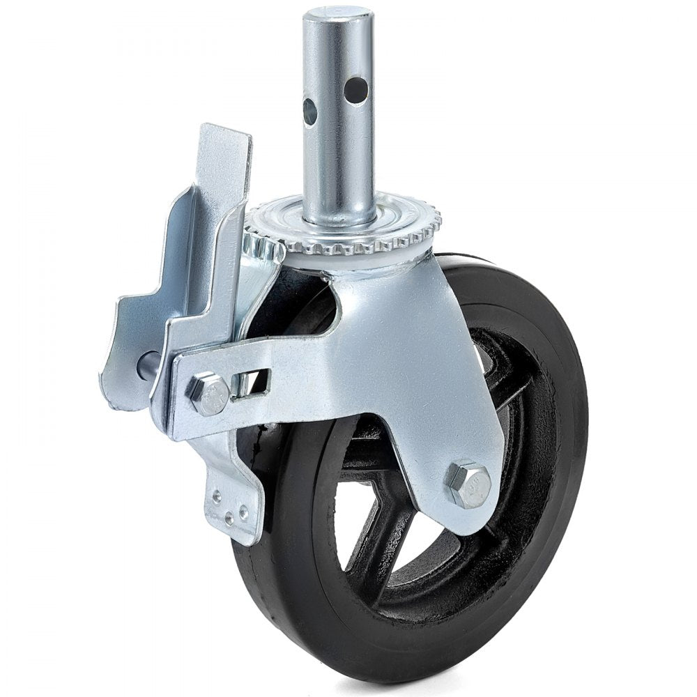 Set of 4 Heavy-Duty 8-Inch Polyurethane Swivel Casters with Dual Locks and Adjustable Legs, Supporting 1100 lbs Each