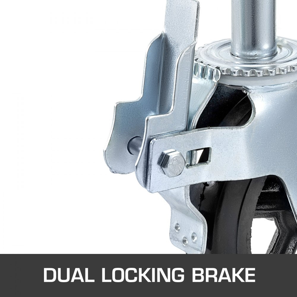 Set of 4 Heavy-Duty 8-Inch Polyurethane Swivel Casters with Dual Locks and Adjustable Legs, Supporting 1100 lbs Each