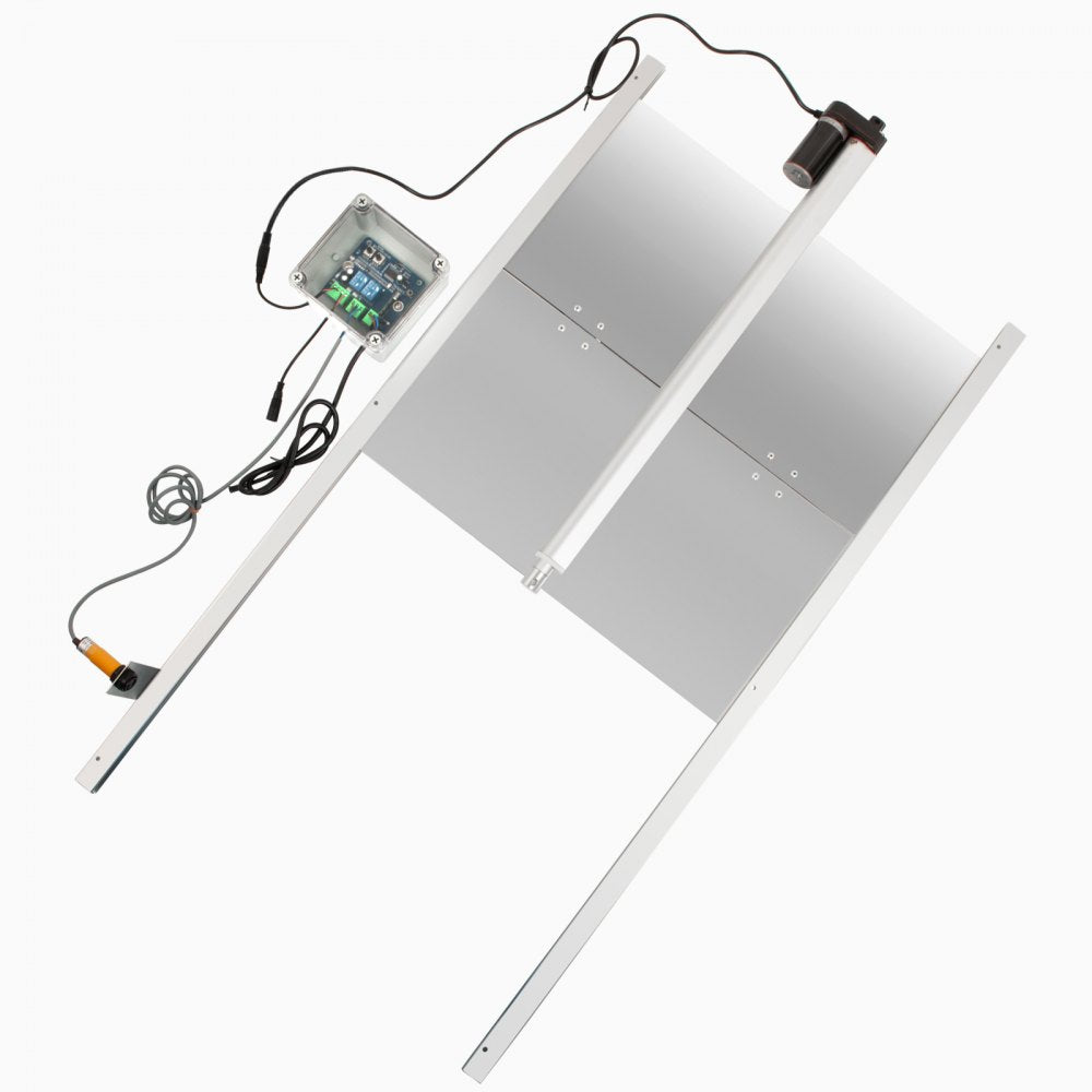 VEVOR Automatic Door Kits, 20.4"x37.7", with Light Sensor Electric Poultry Coop Opening Motor, with Infrared Induction to Avoid Chicken, Duck, Goose from Crushed, Silver