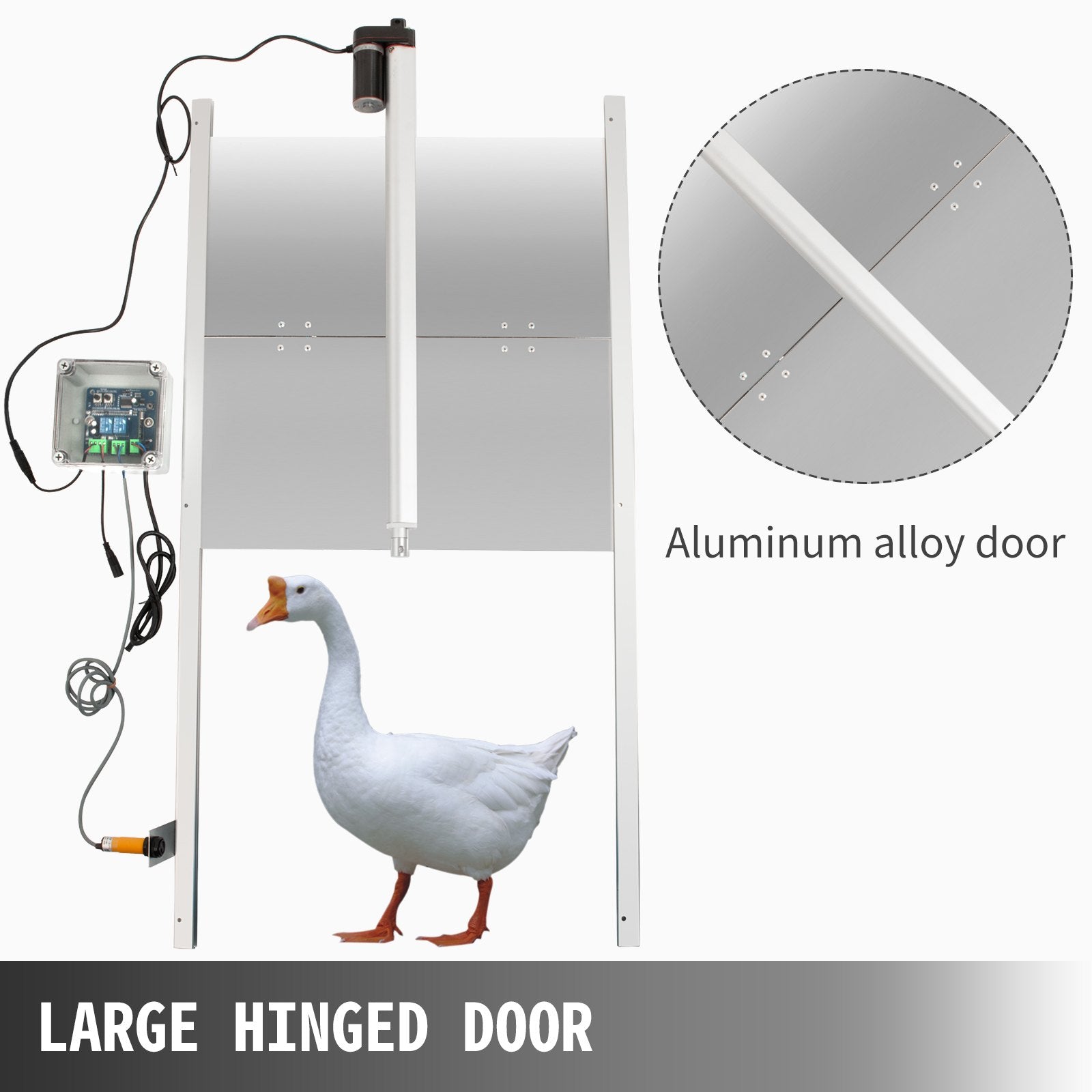 Automatic Poultry Coop Door Kit, Light Sensor & Infrared Protection, 20.4"x37.7", Prevent Crushing, Remote Control, IP44, Silver