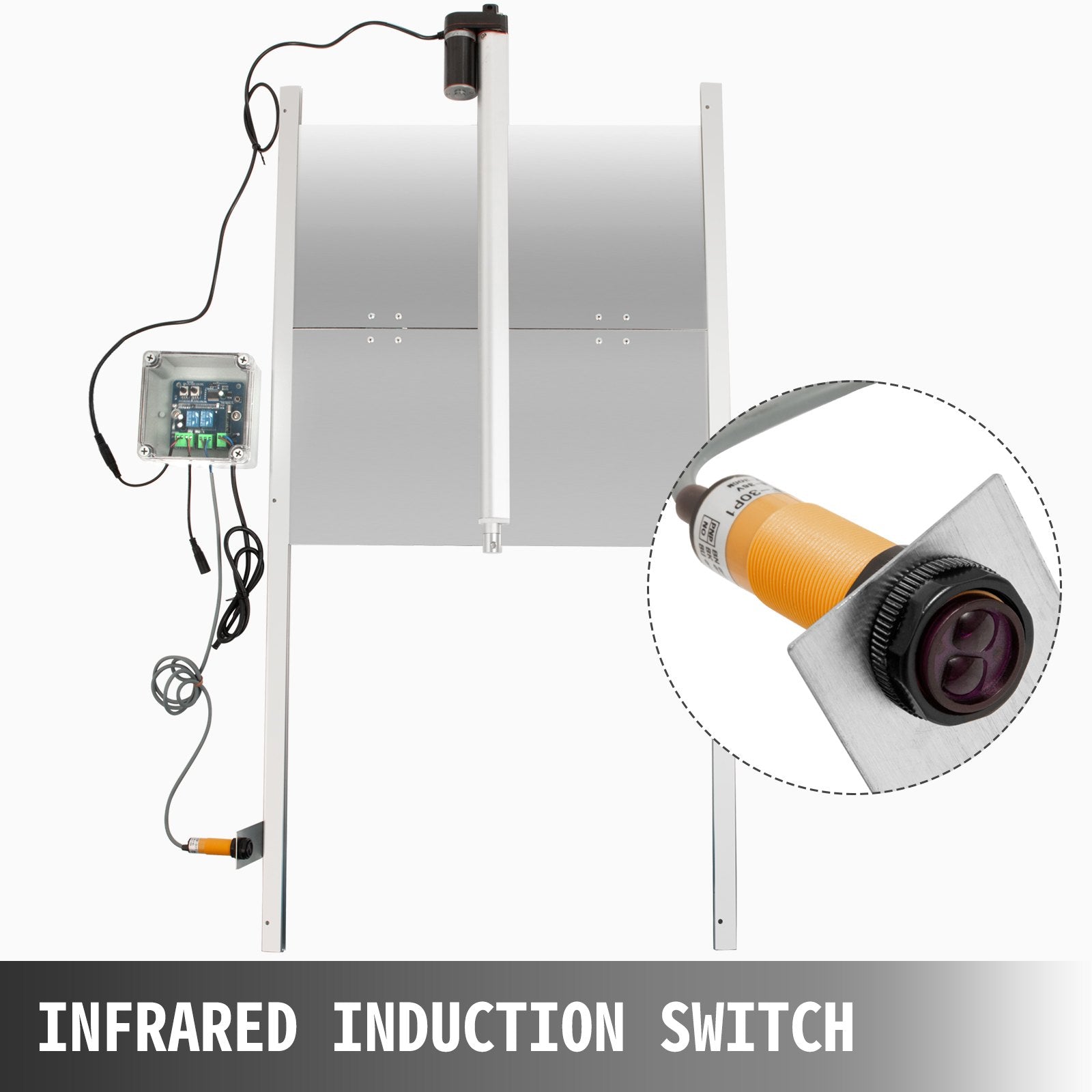 Automatic Poultry Coop Door Kit, Light Sensor & Infrared Protection, 20.4"x37.7", Prevent Crushing, Remote Control, IP44, Silver