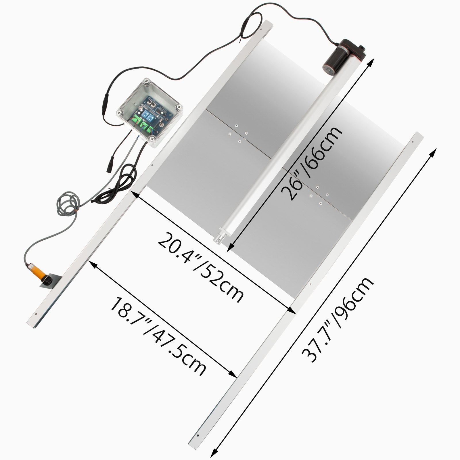 Automatic Poultry Coop Door Kit, Light Sensor & Infrared Protection, 20.4"x37.7", Prevent Crushing, Remote Control, IP44, Silver