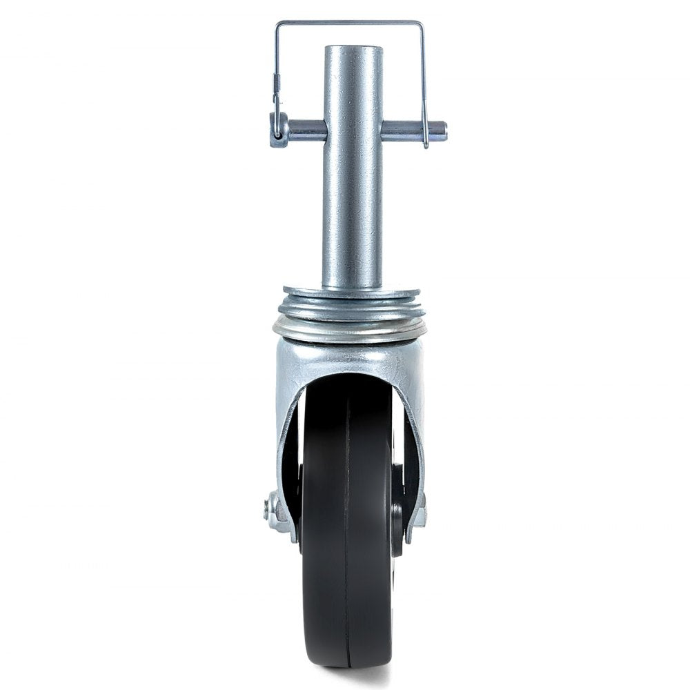 Set of 4 Durable 5" Rubber Swivel Caster Wheels with Dual Locking Mechanism and 1" Round Stem, Each Supporting 280LBS for Industrial and Warehouse Applications