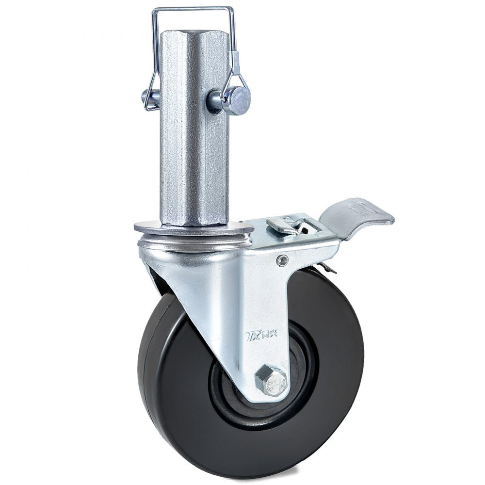 Set of 4 Heavy-Duty 5" Swivel Casters with Iron Core and Dual Lock Brake, Adjustable Legs, 440 lbs Capacity Each