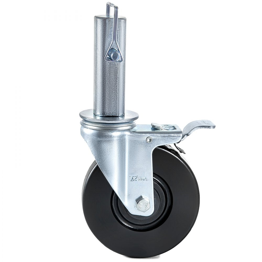 Set of 4 Heavy-Duty 5" Swivel Casters with Iron Core and Dual Lock Brake, Adjustable Legs, 440 lbs Capacity Each