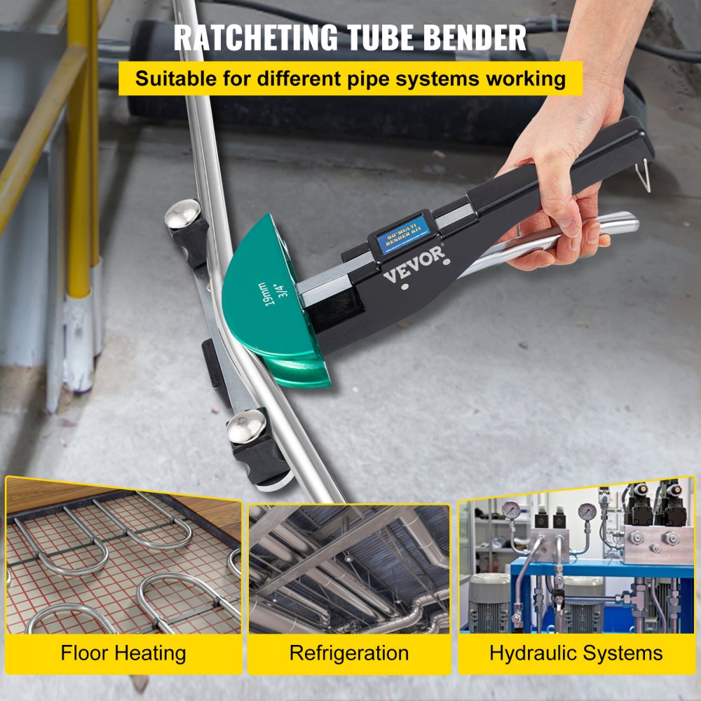 VEVOR Copper Pipe Bender, 7 Dies 1/4-7/8 inch 90 Degrees Forward and Reverse Bending, 6-22 mm for Copper & Aluminum Tubes with Reverse Bend Attachment