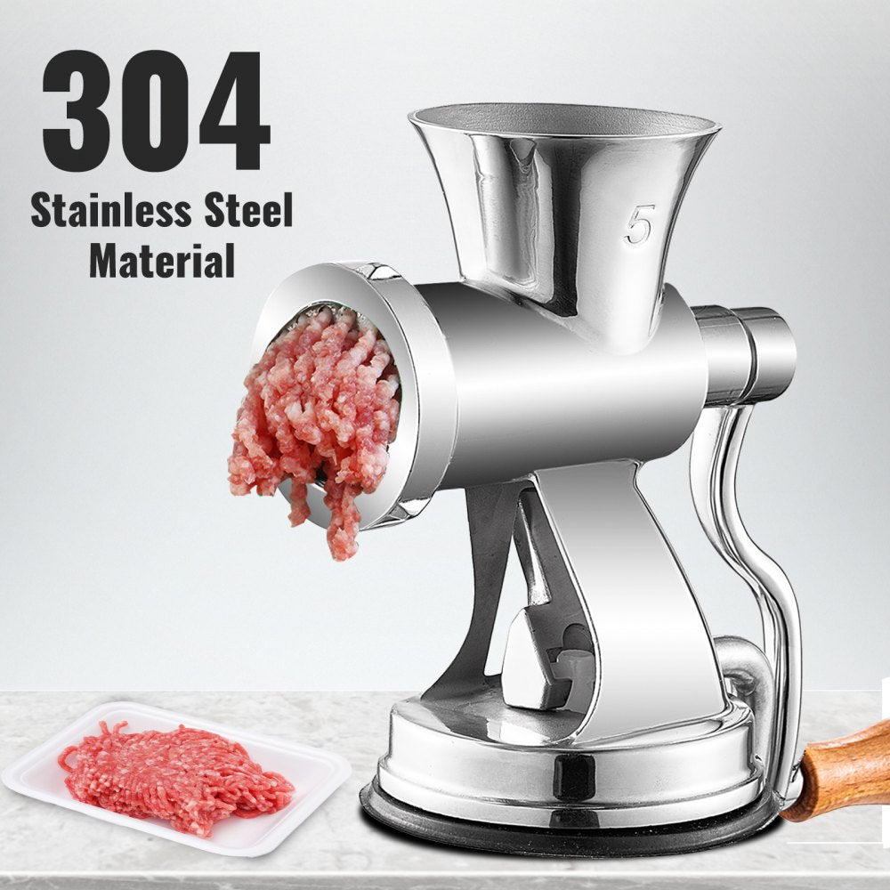 VEVOR Hand Operated Meat Grinder, 304 Stainless Steel Manual Meat Grinder, Multifunction Crank Meat Grinder Sausage Maker Powder Grinder, Household Manual Meat Mincer for Beef Chicken Pepper Mushroom