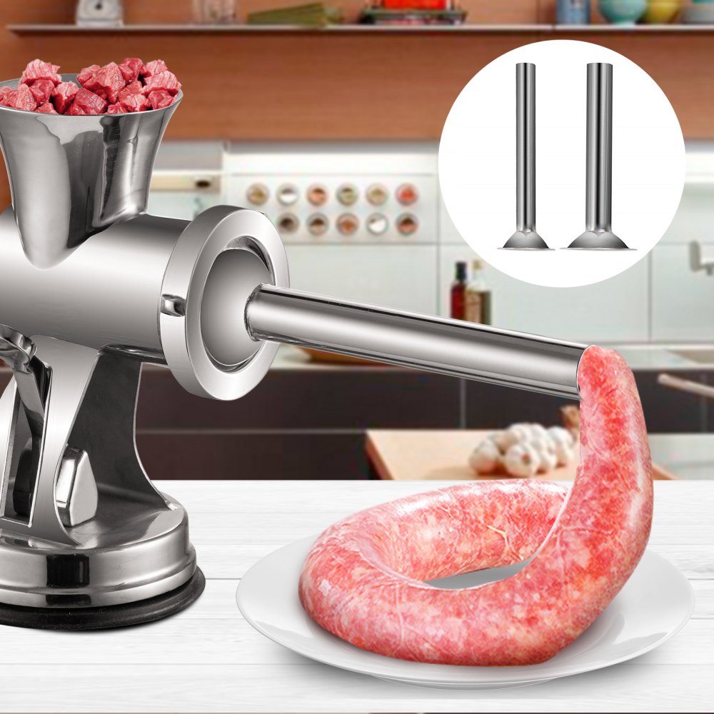 VEVOR Hand Operated Meat Grinder, 304 Stainless Steel Manual Meat Grinder, Multifunction Crank Meat Grinder Sausage Maker Powder Grinder, Household Manual Meat Mincer for Beef Chicken Pepper Mushroom