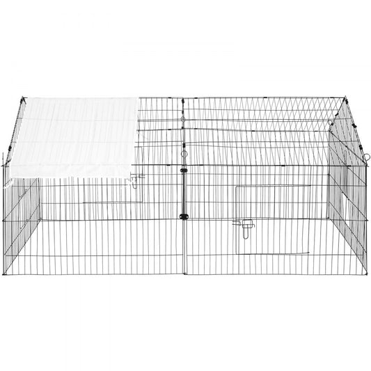 VEVOR Chicken Coop, 87" x 41.7" x 41", Rabbit Run Enclosure Pen with Waterproof and Sun-proof Cover for Outdoor, Indoor, Backyard, and Farm, Metal Pet Playpen Cage for Small Animals, Duck, Hen