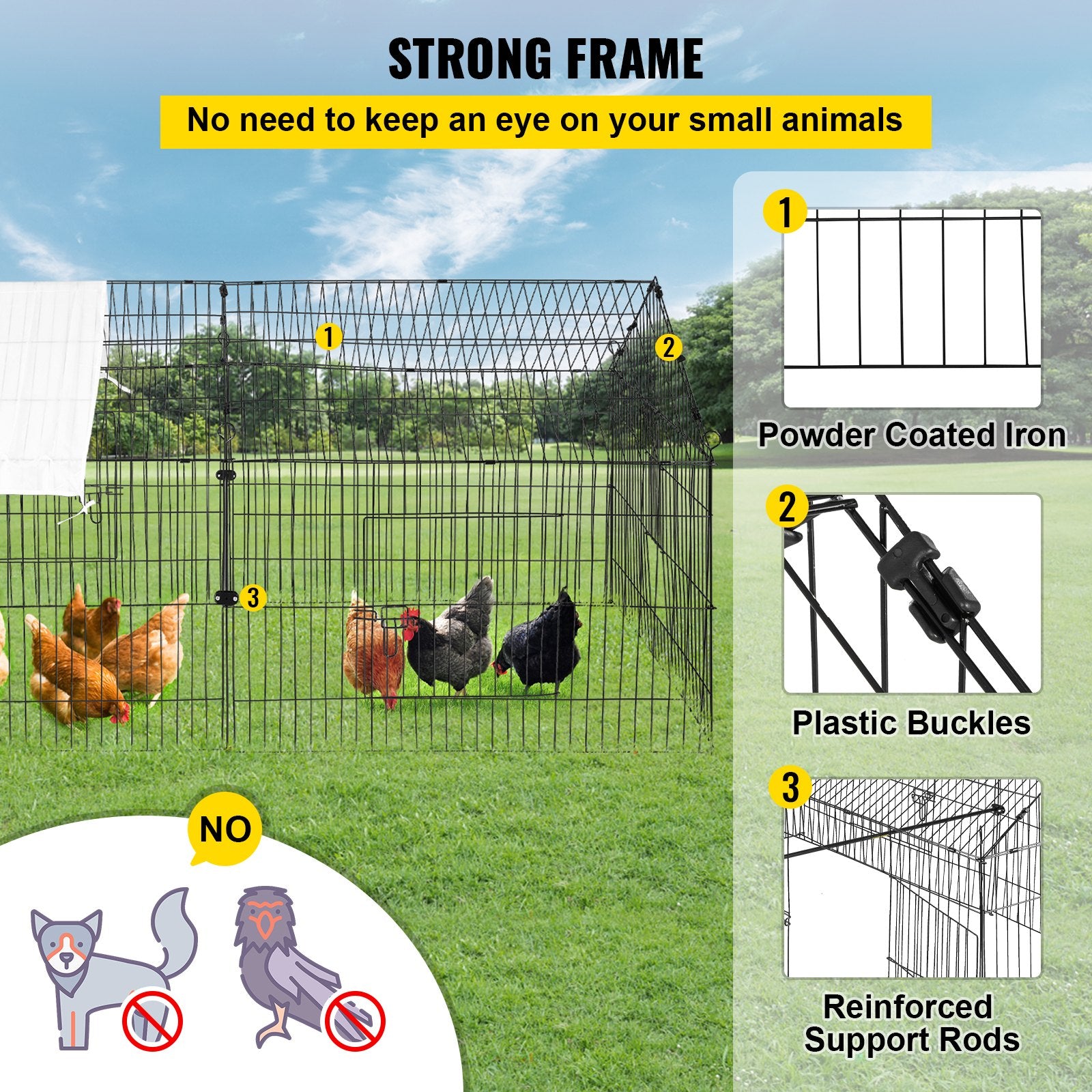 Spacious 87" Metal Chicken Coop & Rabbit Run with Weatherproof Cover, Secure Pet Playpen Cage for Small Animals, Ducks, Hens, Outdoor & Indoor Use