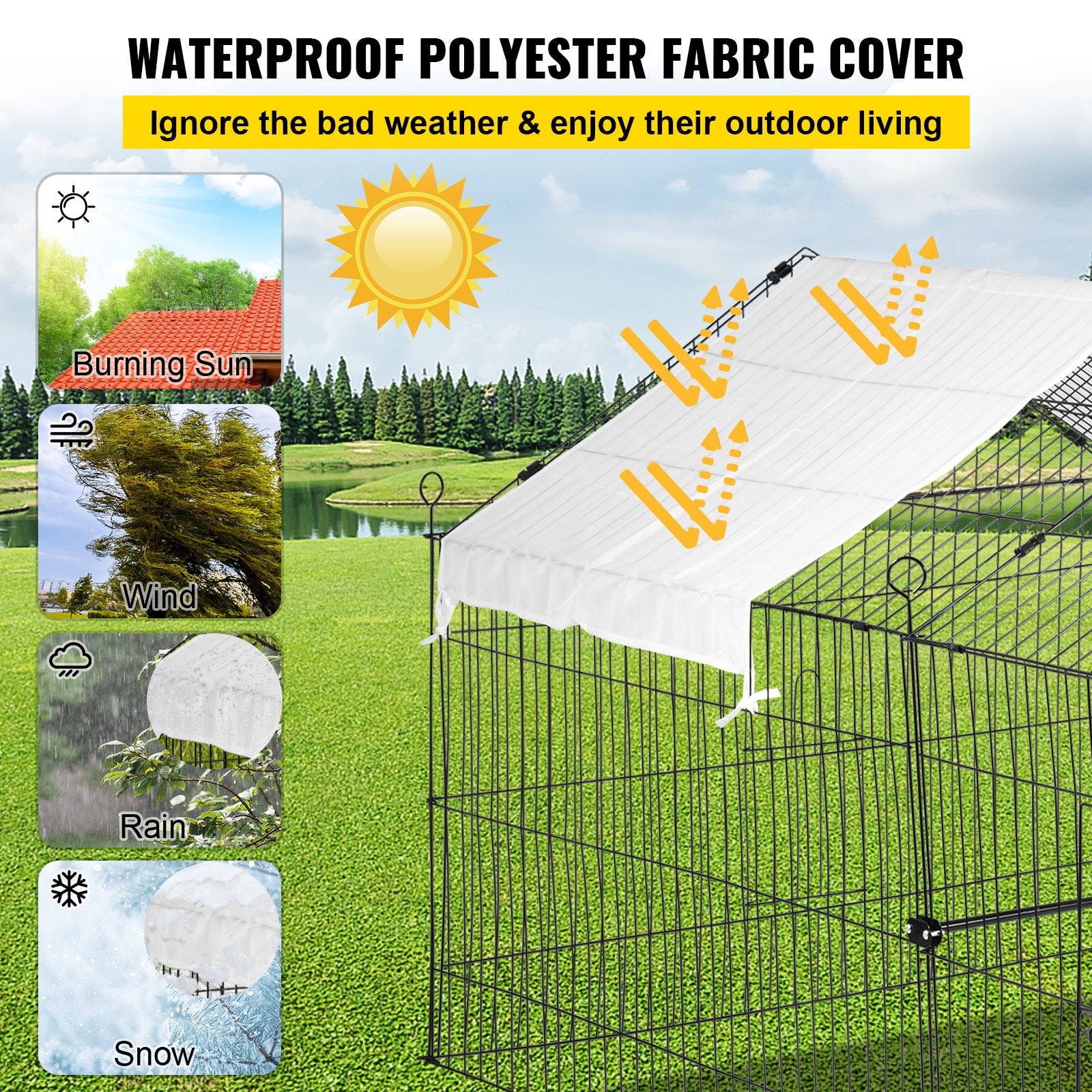 Spacious 87" Metal Chicken Coop & Rabbit Run with Weatherproof Cover, Secure Pet Playpen Cage for Small Animals, Ducks, Hens, Outdoor & Indoor Use