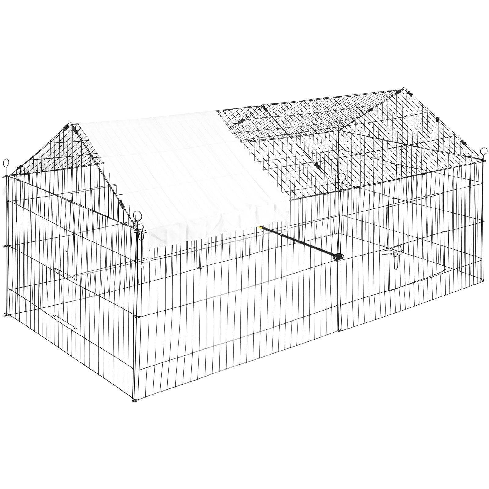 Spacious 87" Metal Chicken Coop & Rabbit Run with Weatherproof Cover, Secure Pet Playpen Cage for Small Animals, Ducks, Hens, Outdoor & Indoor Use