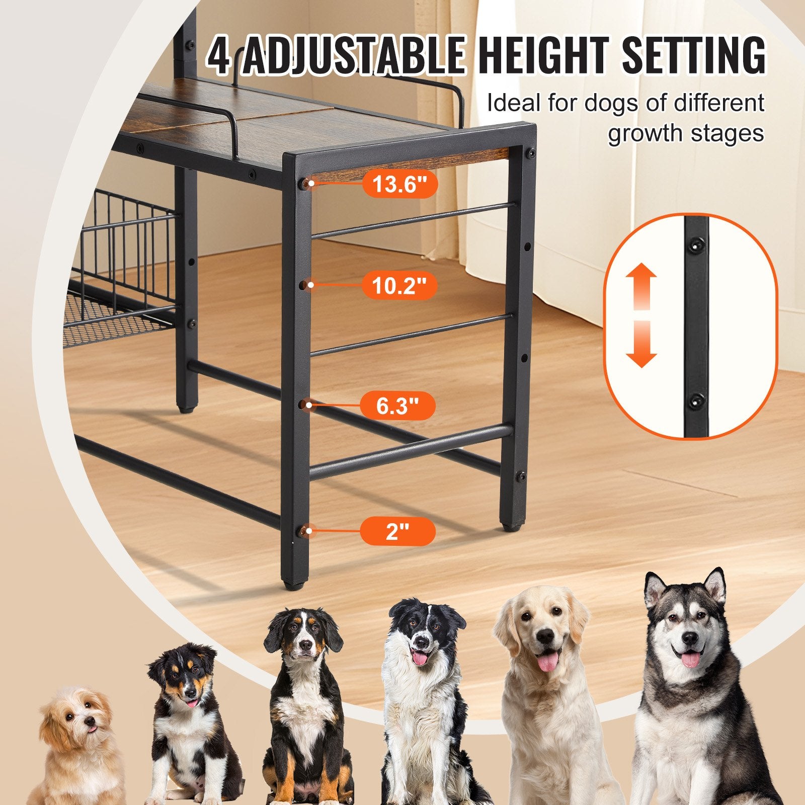 Elevated Pet Feeding Station with Storage Shelves, Dog Bowl Stand, Food and Toy Organizer for All Dog Sizes, Durable and Easy to Clean