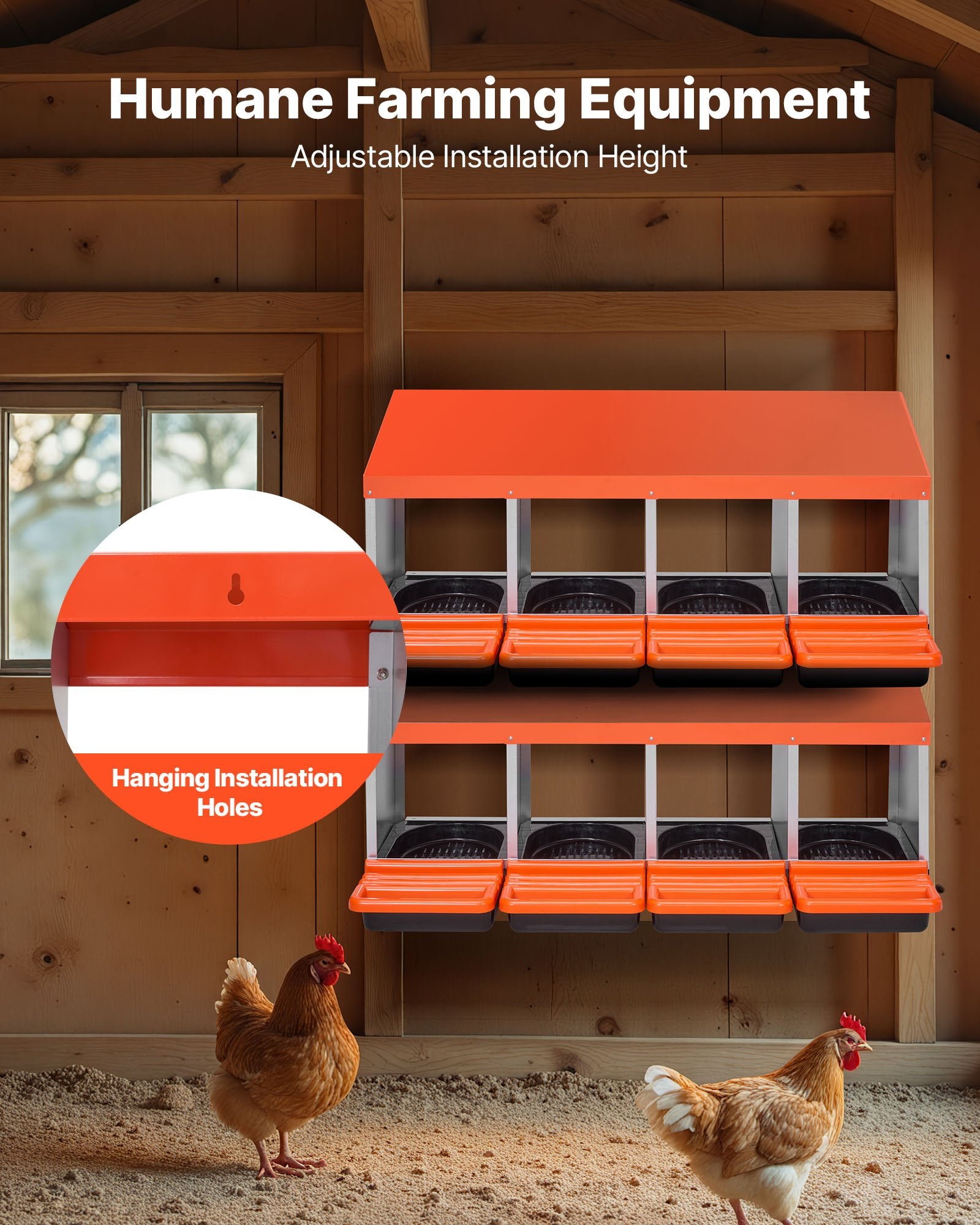 4-Compartment Chicken Nest Box, Stable & Corrosion-Resistant Metal Design with Inclined Nesting, Bottom Holes & Resting Platform for Various Breeds, Easy to Clean & Install, Automatic Egg Collection, Premium Galvanized Steel