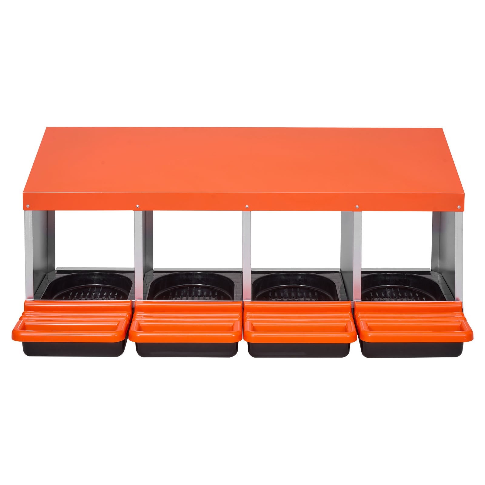 4-Compartment Chicken Nest Box, Stable & Corrosion-Resistant Metal Design with Inclined Nesting, Bottom Holes & Resting Platform for Various Breeds, Easy to Clean & Install, Automatic Egg Collection, Premium Galvanized Steel