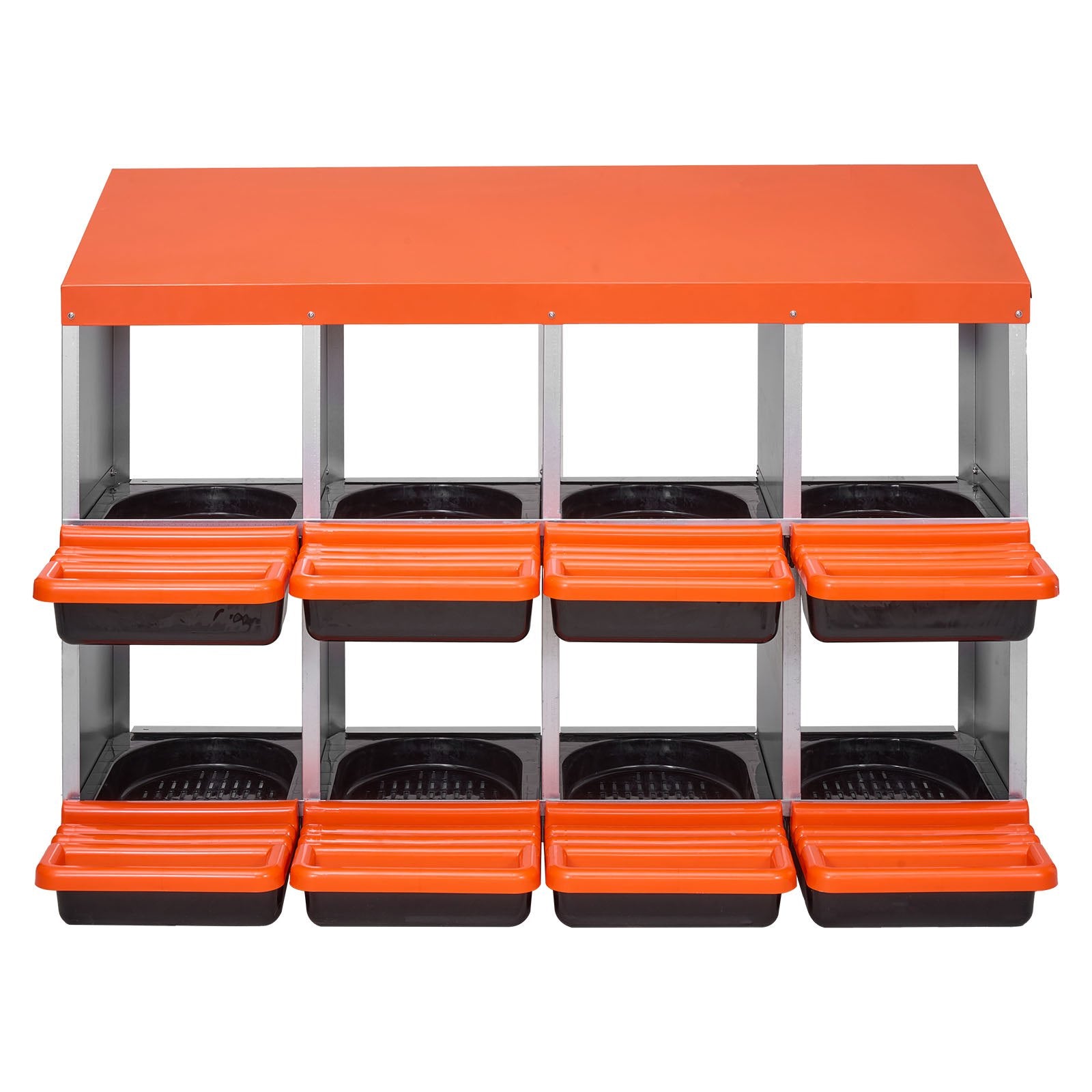 Spacious 8-Compartment Chicken Nest Box with Durable Galvanized Steel, Easy Clean Design, Inclined Nesting & Egg Collection Platform