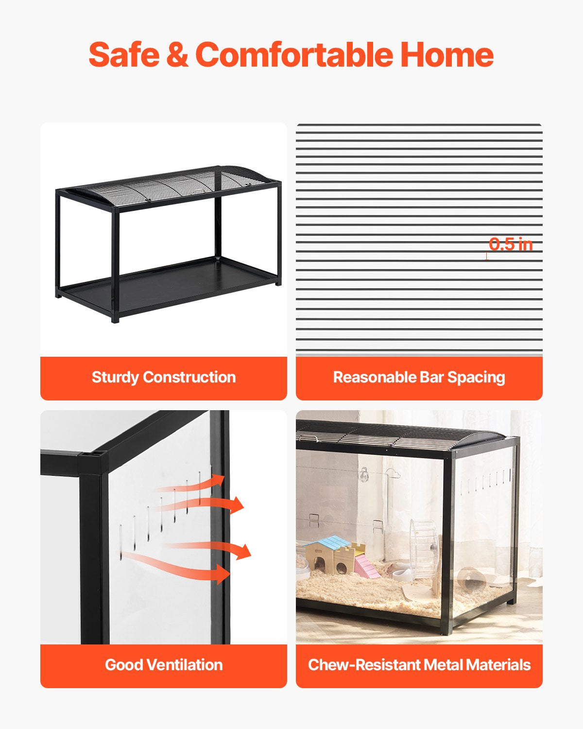 Transparent Hamster Habitat with 360° View, Spacious & Ventilated Cage for Small Pets - Easy Clean, Portable Home for Rats & Guinea Pigs