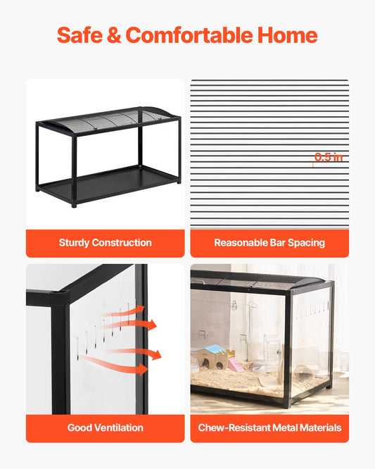 Transparent Hamster Habitat with 360° View, Spacious & Ventilated Cage for Small Pets - Easy Clean, Portable Home for Rats & Guinea Pigs