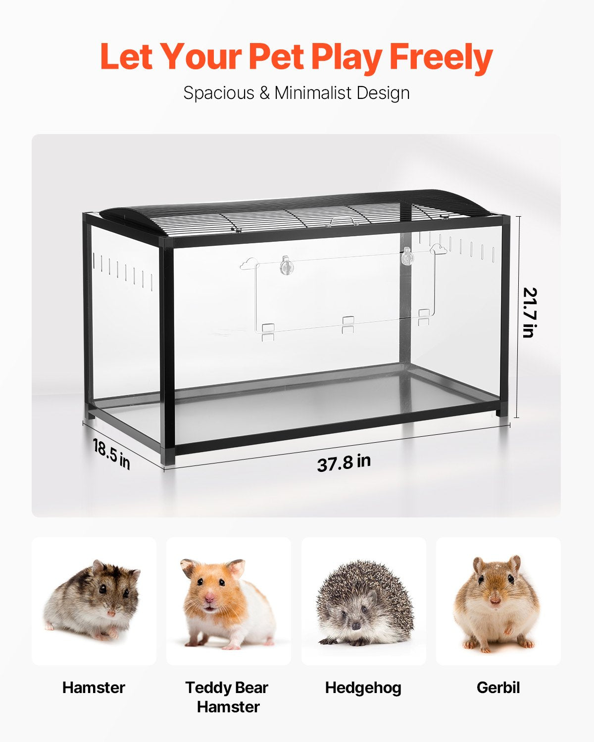 Transparent Hamster Habitat with 360° View, Spacious & Ventilated Cage for Small Pets - Easy Clean, Portable Home for Rats & Guinea Pigs