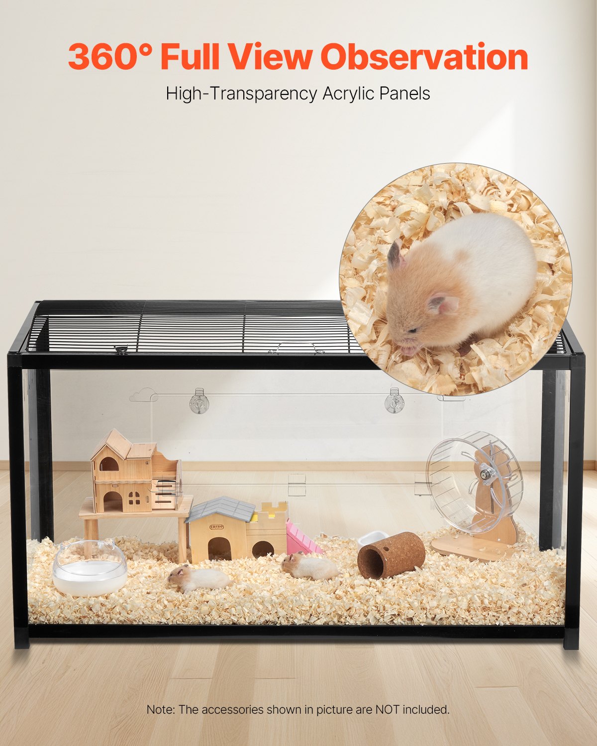 Transparent Hamster Habitat with 360° View, Spacious & Ventilated Cage for Small Pets - Easy Clean, Portable Home for Rats & Guinea Pigs