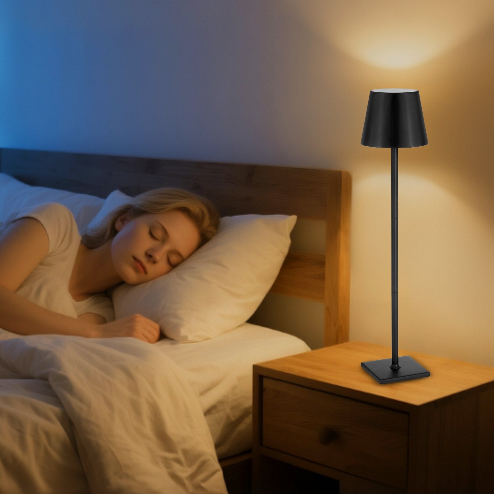 Cordless Table Lamp 2-Pack with 5200mAh Rechargeable Battery, Stepless Dimming, Adjustable Height & Detachable Lampshade for Versatile Use