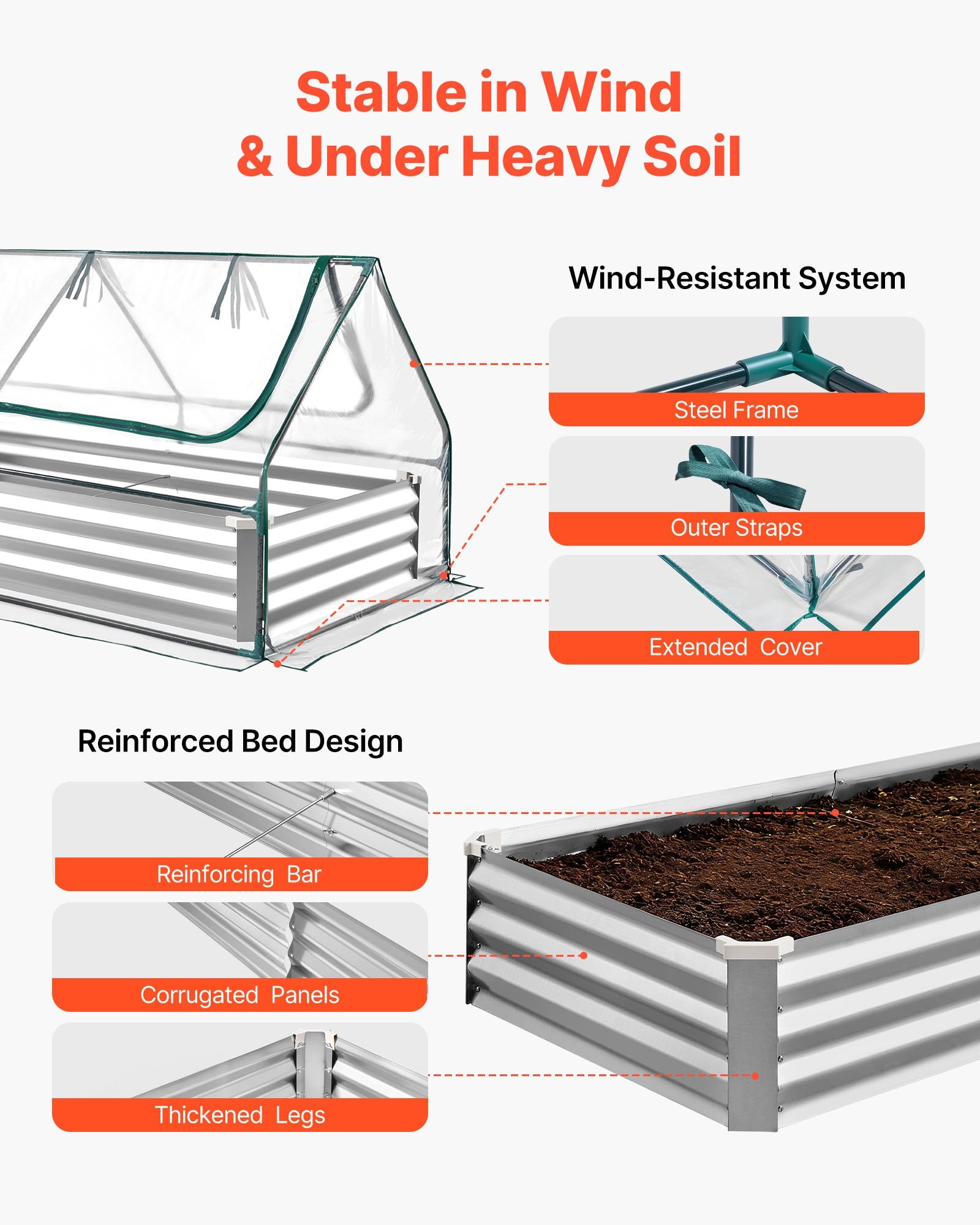 Spacious 6x3 ft Rectangular Galvanized Raised Garden Bed Kit with PE Greenhouse Cover & Gloves, Rustproof Alu-Zinc for Vegetables & Flowers