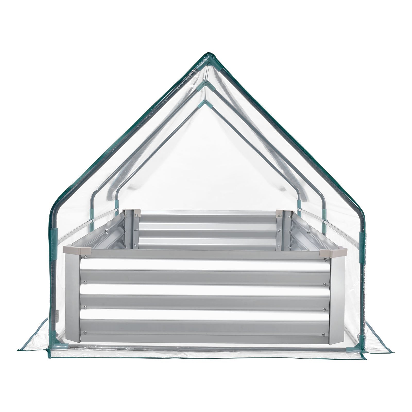 Spacious 6x3 ft Rectangular Galvanized Raised Garden Bed Kit with PE Greenhouse Cover & Gloves, Rustproof Alu-Zinc for Vegetables & Flowers