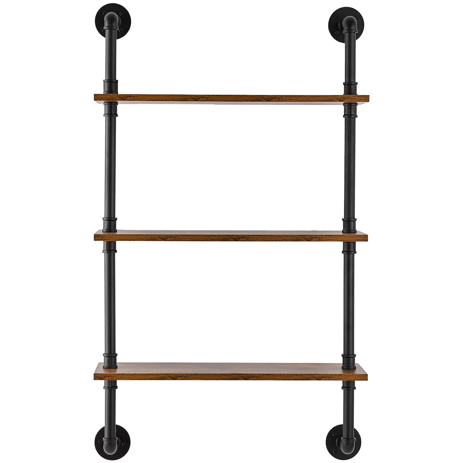 3-Tier Industrial Pipe Wall Shelf, 24x7.87in Rustic Wood Floating Shelves for Kitchen, Bedroom, Bathroom, Living Room Display & Storage