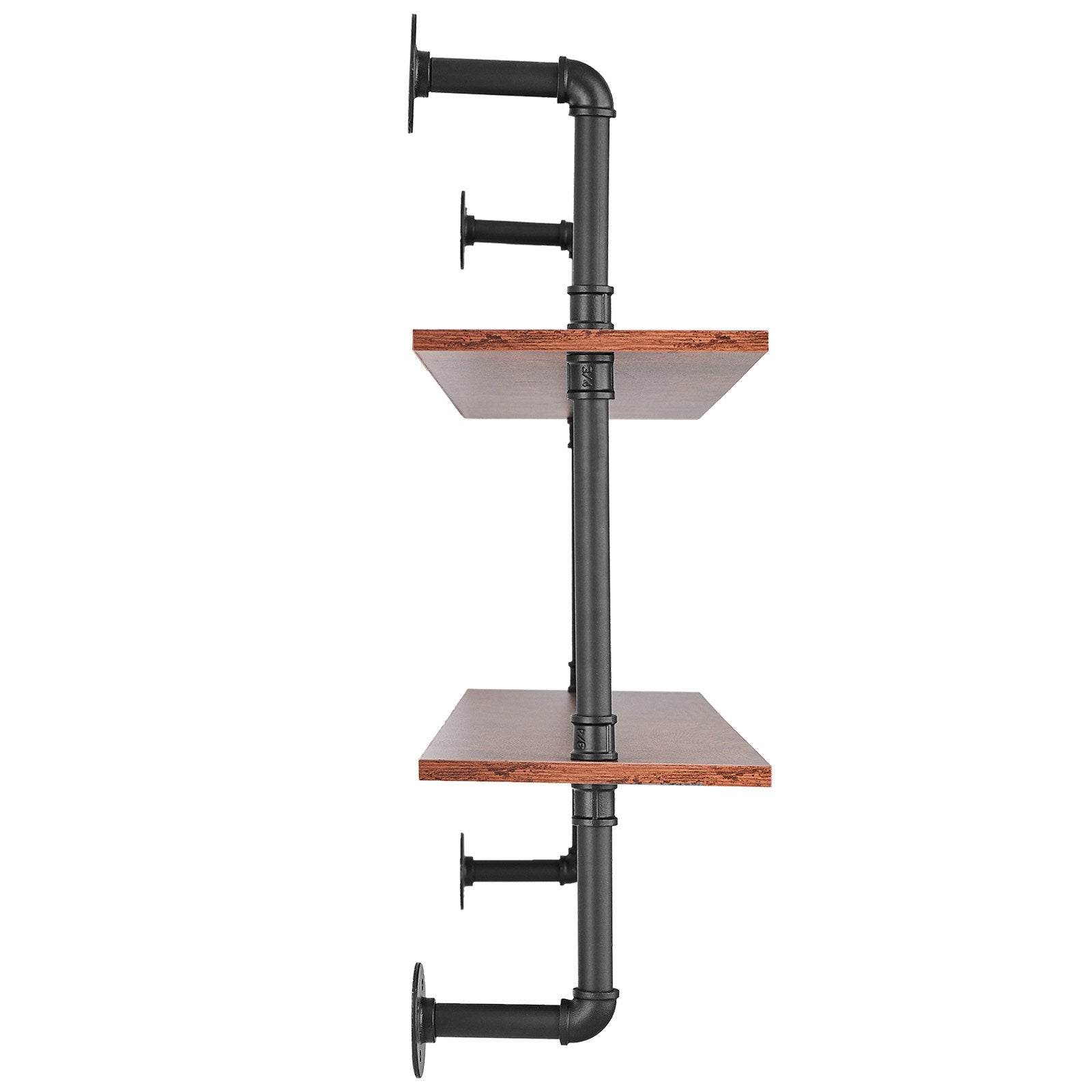 Transform Your Space: 2-Tier Industrial Pipe Shelf with Rustic Wood, Wall-Mount Floating Bookshelf for Kitchen, Bedroom, Bathroom, Living Room, Black