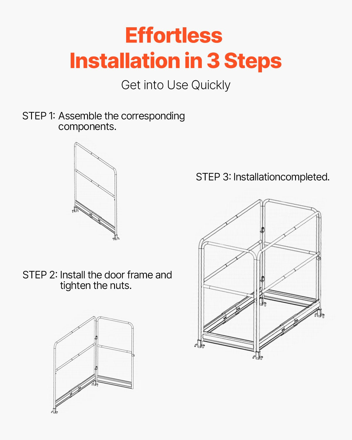 6-Foot Rustproof Carbon Steel Scaffolding Guardrail, 55.4 lbs Capacity, Baker Style Safety Rail for Yellow Scaffold Platforms