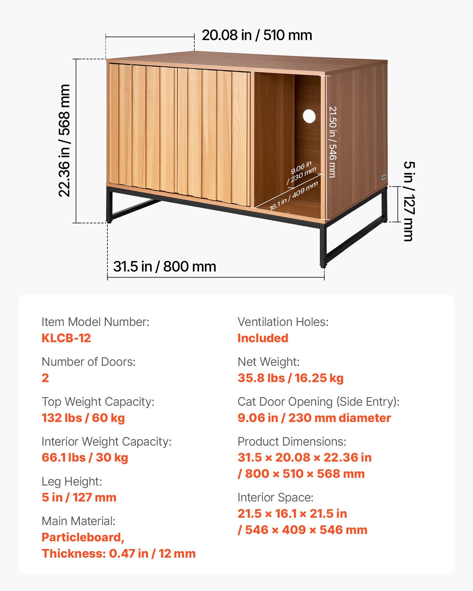 31.5" Cat Litter Box Enclosure Cabinet with Scratch Pad, Waterproof Washroom Furniture, Odor-Free Design for Bedroom & Living Room