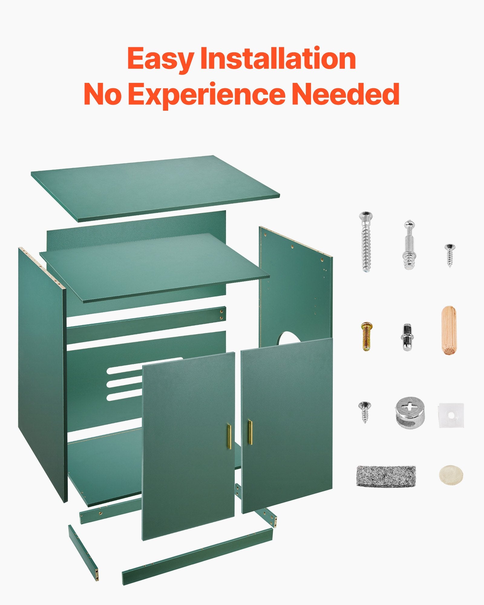 31.5" Cat Litter Box Cabinet with Ventilated Holes - Stylish Wooden Kitty Washroom, Double-Door Enclosure, End Table Furniture for Most Litterboxes