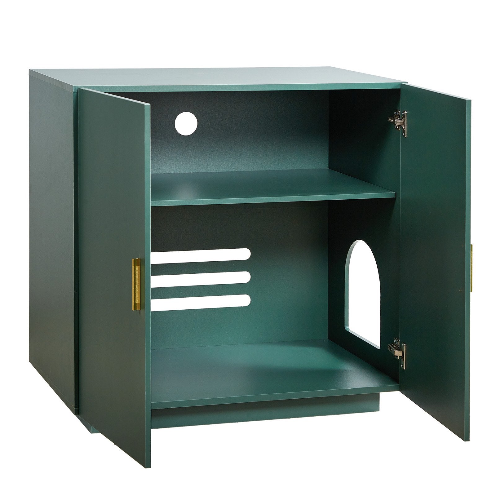 31.5" Cat Litter Box Cabinet with Ventilated Holes - Stylish Wooden Kitty Washroom, Double-Door Enclosure, End Table Furniture for Most Litterboxes