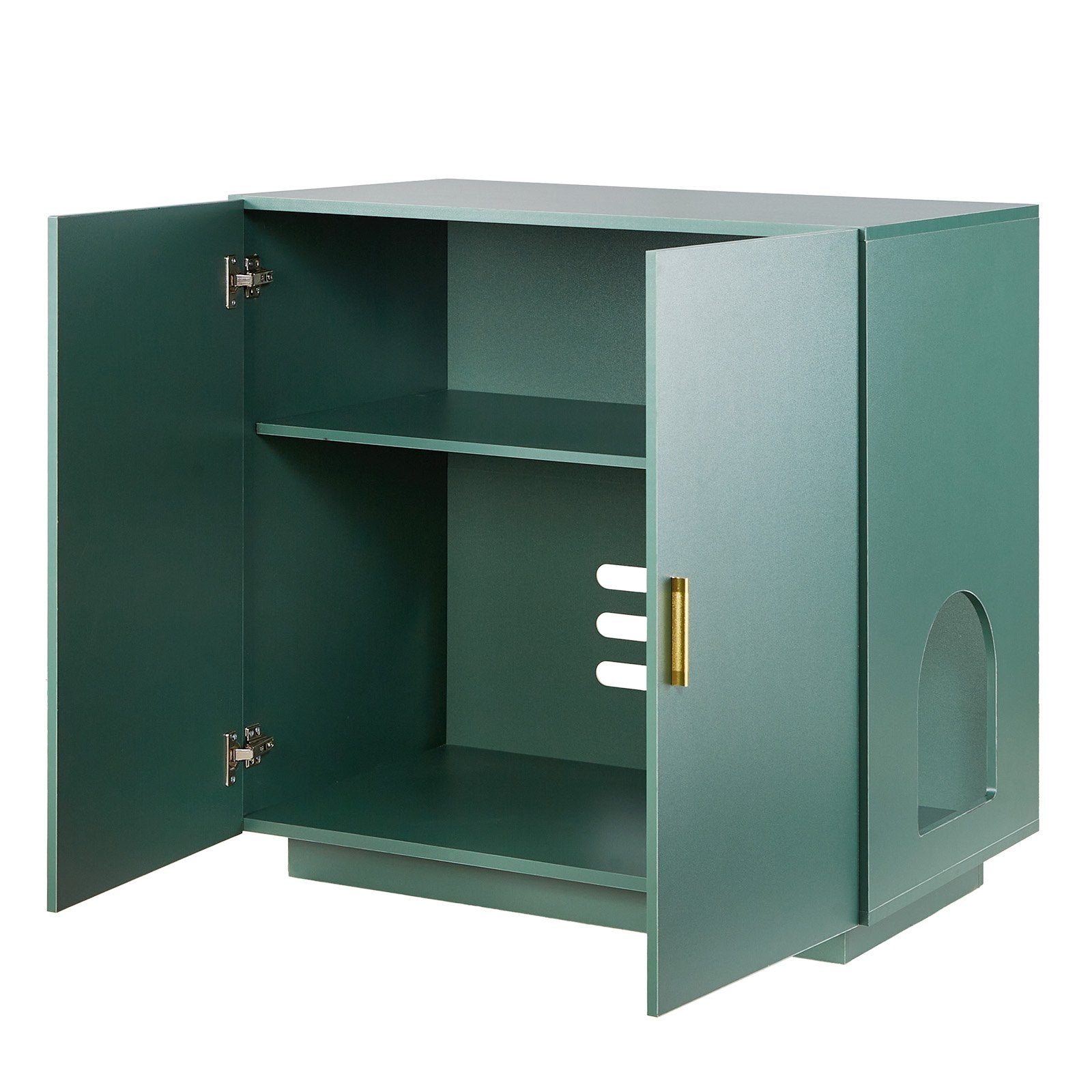 31.5" Cat Litter Box Cabinet with Ventilated Holes - Stylish Wooden Kitty Washroom, Double-Door Enclosure, End Table Furniture for Most Litterboxes