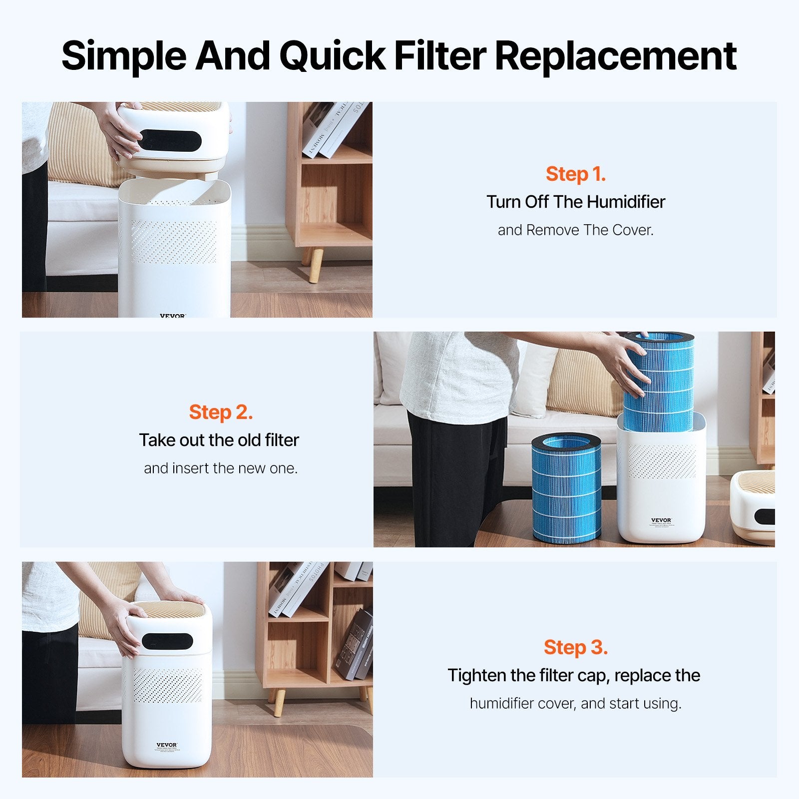 Enhanced Evaporative Humidifier Filter 2-Pack, Compatible with BZT-234 5L Model, Easy Install, Prolong Life, Efficient Humidification, Blue
