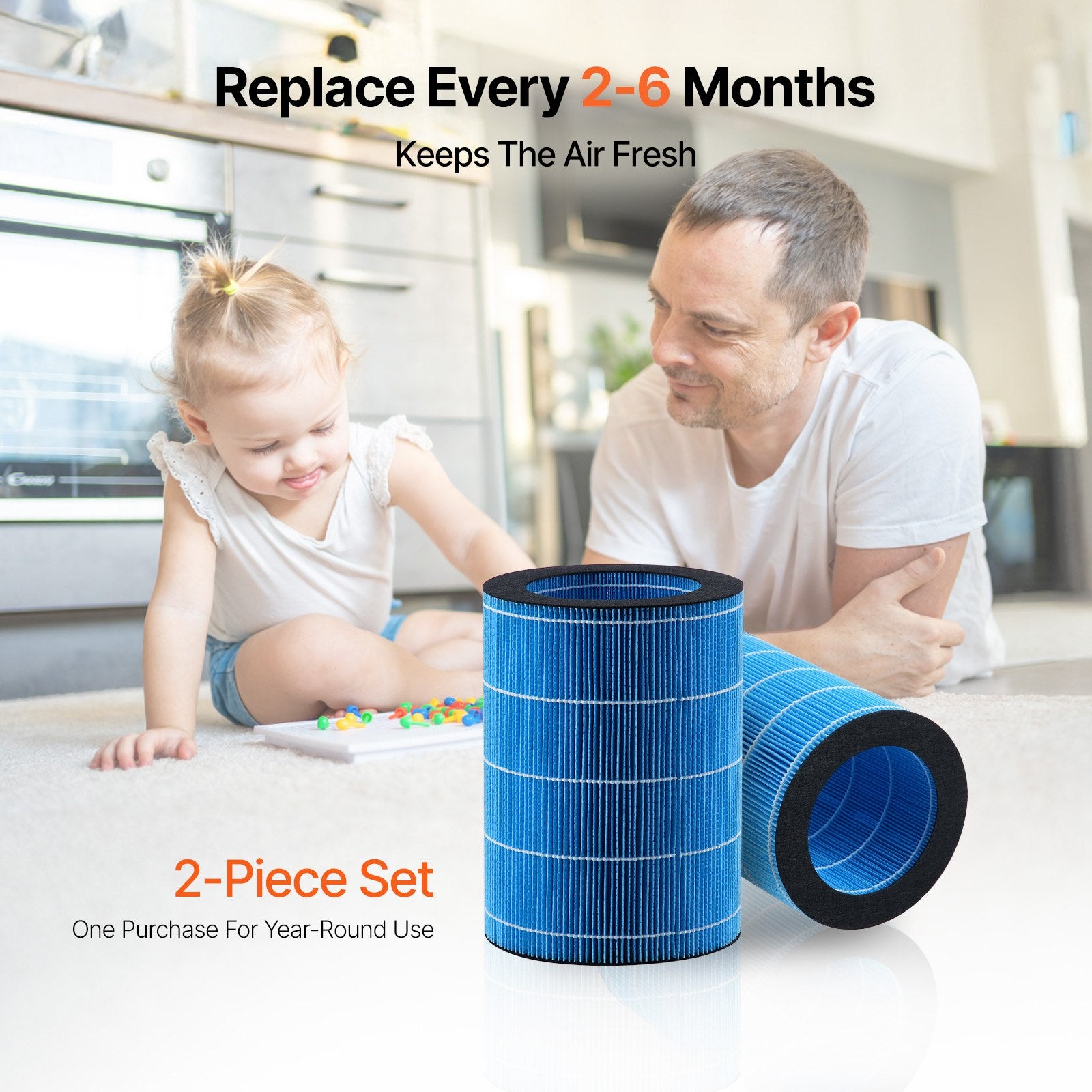 Enhanced Evaporative Humidifier Filter 2-Pack, Compatible with BZT-234 5L Model, Easy Install, Prolong Life, Efficient Humidification, Blue