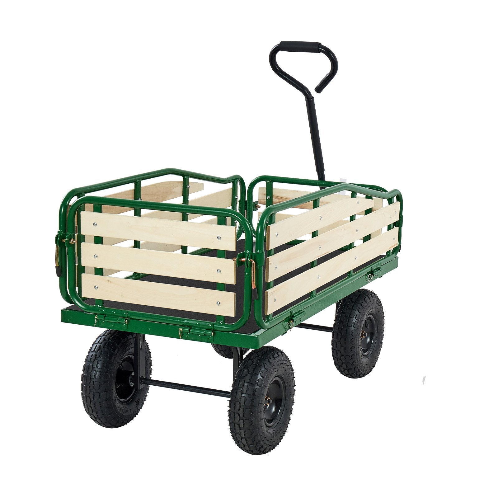 Sturdy Pull-Along Wagon for Kids with 10" All-Terrain Tires, Foldable Wooden Panels, 551 lbs Capacity - Perfect for Gardening, Beach, and Outdoor Adventures