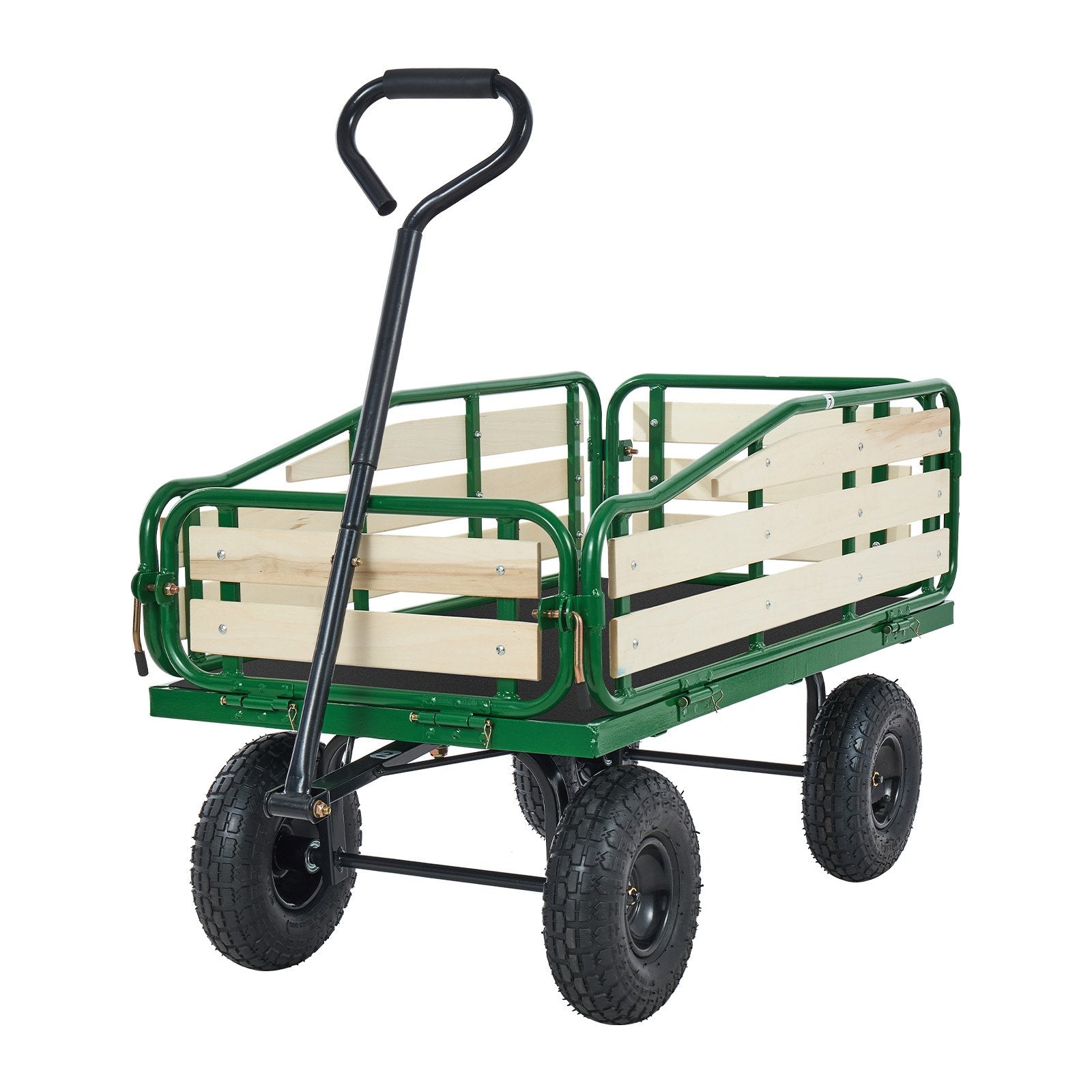 Sturdy Pull-Along Wagon for Kids with 10" All-Terrain Tires, Foldable Wooden Panels, 551 lbs Capacity - Perfect for Gardening, Beach, and Outdoor Adventures