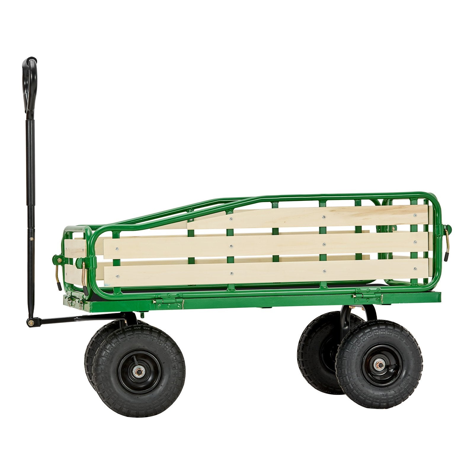 Sturdy Pull-Along Wagon for Kids with 10" All-Terrain Tires, Foldable Wooden Panels, 551 lbs Capacity - Perfect for Gardening, Beach, and Outdoor Adventures
