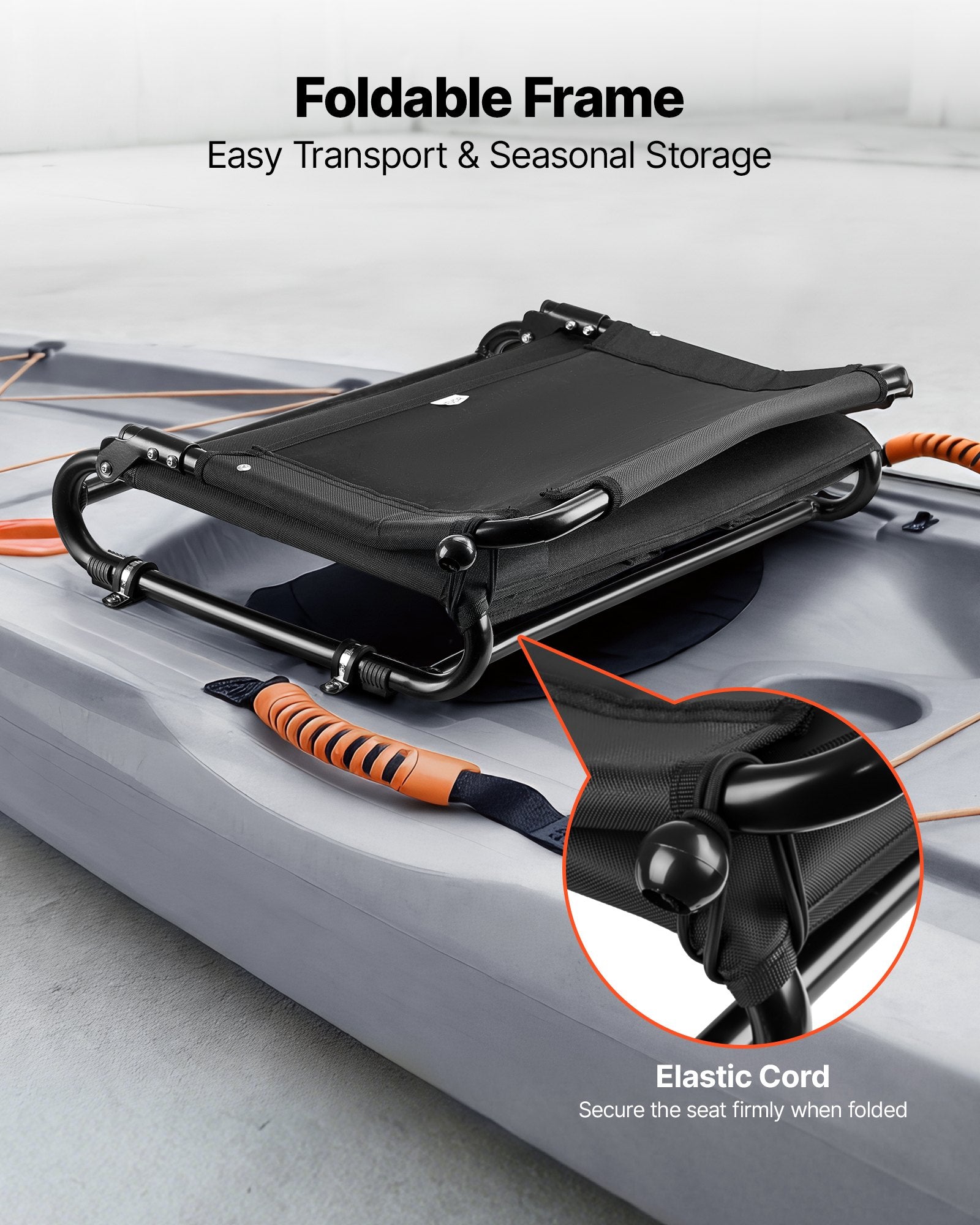 Folding Kayak Seat with Aluminum Alloy Frame, Comfortable Back Support, Easy Assembly for Paddling, Fishing, and Recreational Kayaking