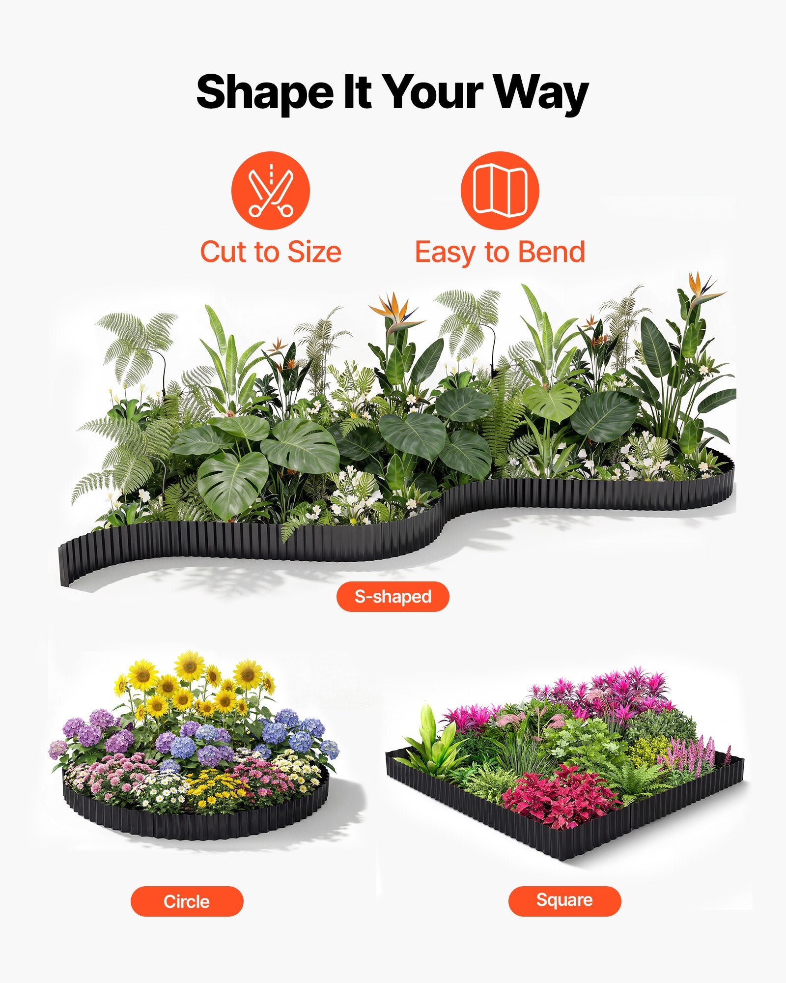 Durable Galvanized Steel Landscape Edging, 40 ft x 6 in - Flexible Metal Strips with Gloves, Perfect for Garden Borders, Flower Beds, and Pathways