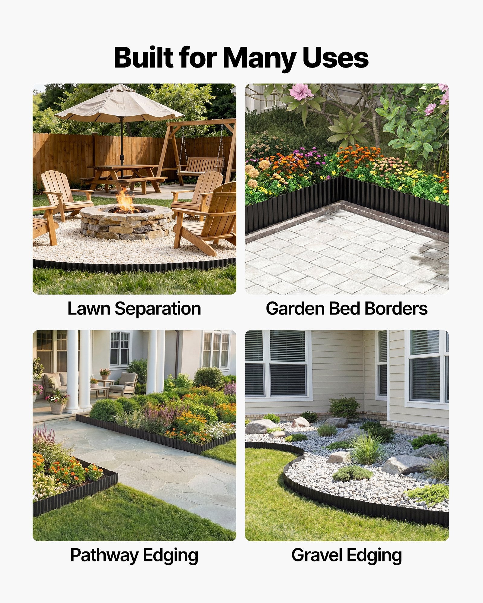 Durable Galvanized Steel Landscape Edging, 40 ft x 6 in - Flexible Metal Strips with Gloves, Perfect for Garden Borders, Flower Beds, and Pathways