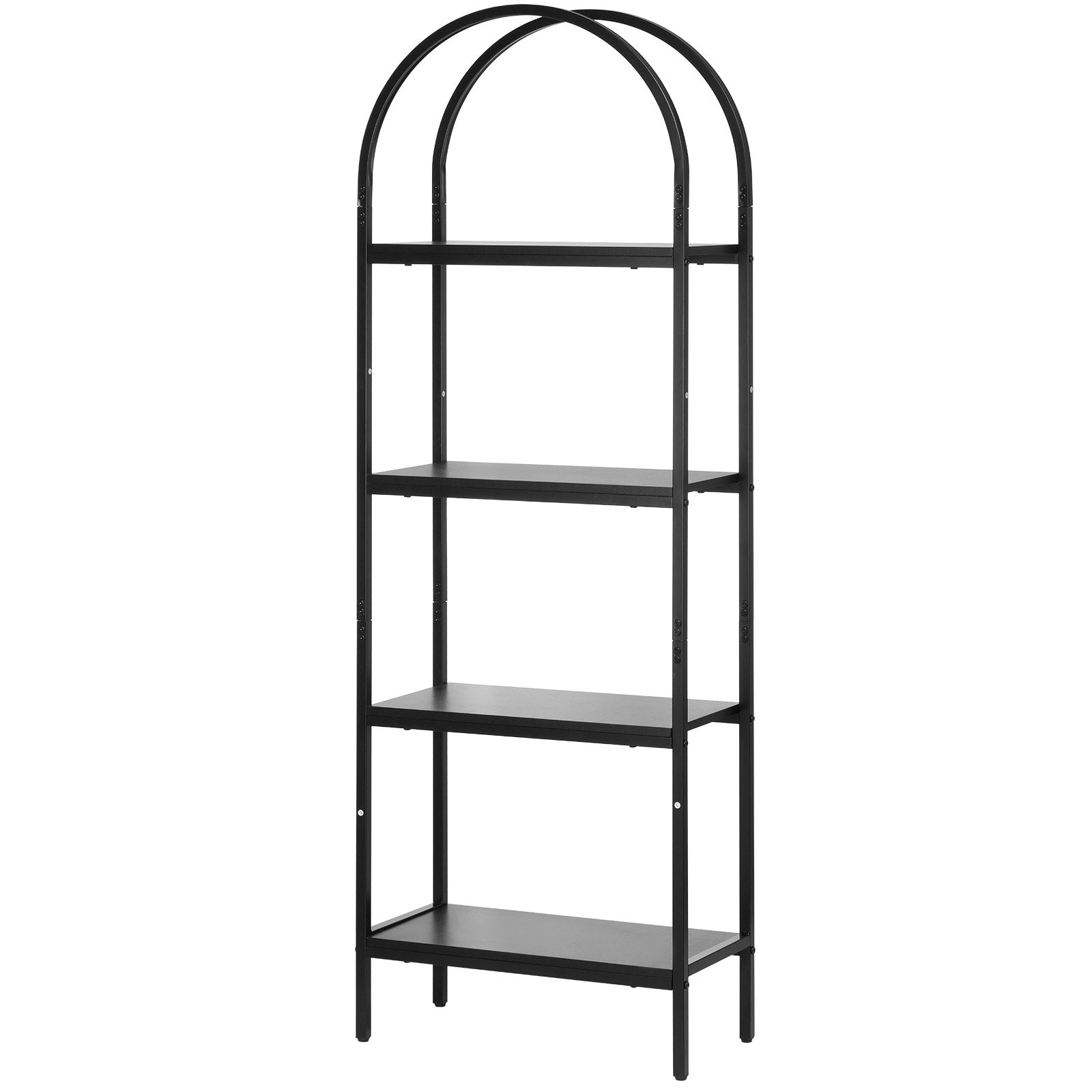 4-Tier Arched Industrial Metal Bookshelf - Rustic Vintage Bookcase with Open Shelves for Living Room, Bedroom, Office Display