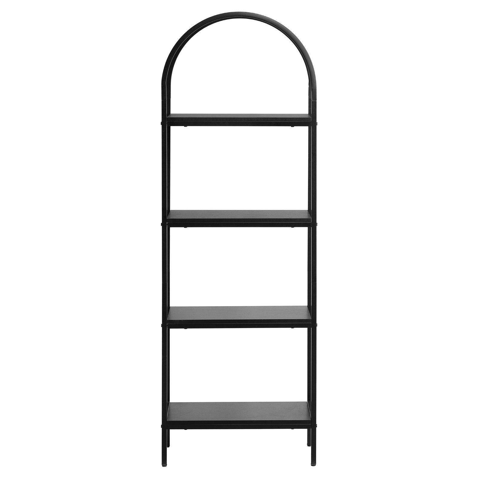 4-Tier Arched Industrial Metal Bookshelf - Rustic Vintage Bookcase with Open Shelves for Living Room, Bedroom, Office Display